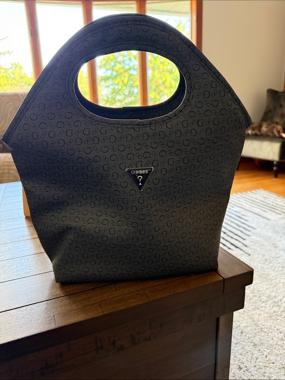 GUESS Black Logo-Print Men's Messenger Tote